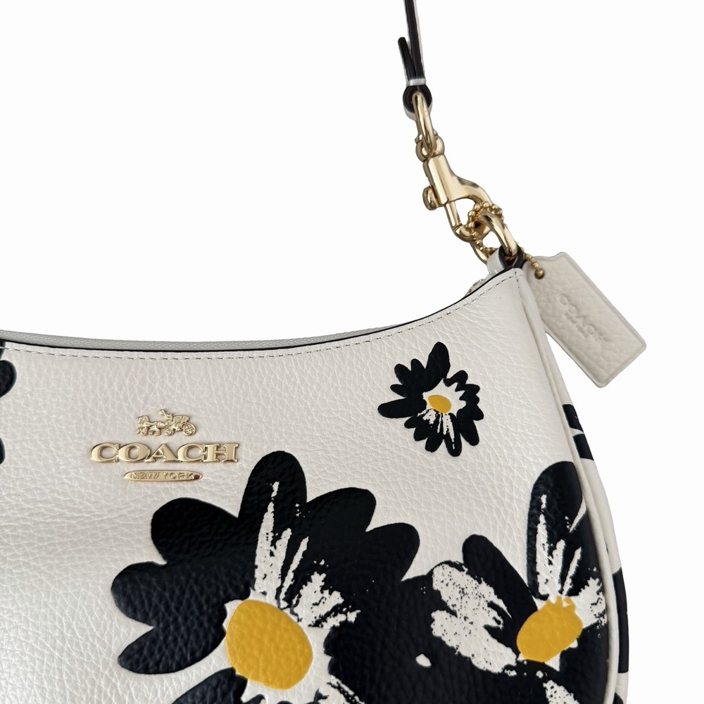 Coach Teri Pebble Leather Shoulder Crossbody Bag Floral Print Chalk Multi CZ587 - Picture 5 of 14